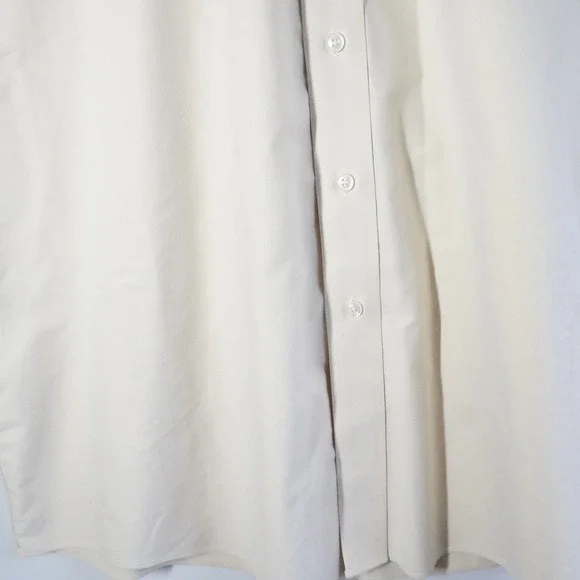 LL Bean Mens Short Sleeve Button Down Shirt Yellow 100% Cotton 0XM06 sZ 18 - Picture 3 of 10